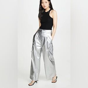 Elegant Silver Wide-Leg Women's Pants